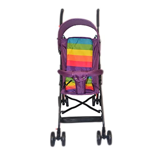 Image of Safe-O-Kid Safe Pram /Buggy (0-4 Years) Model - 2023 of Baby Stroller, Foldable /Portable, Light Weight Stroller for Baby /Kids with Metal Non-Slip Buggy /Pram Clips, Purple