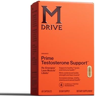 Mdrive Prime – Men’s T-Support Supplement, Max Energy, Focus & Lean Muscle, KSM-66 Ashwagandha, S7 Nitric Oxide Booster, Bioperine and DHEA,30 Servings, 60 Count