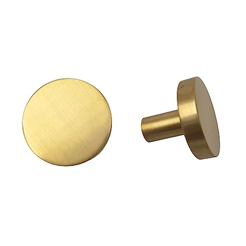 ABVIN Solid Brass Round Knobs Cabinet Beautiful Decorative Dresser Knobs Drawer Pulls - ABVIN002 - Matt Gold Finish - 1 Piece