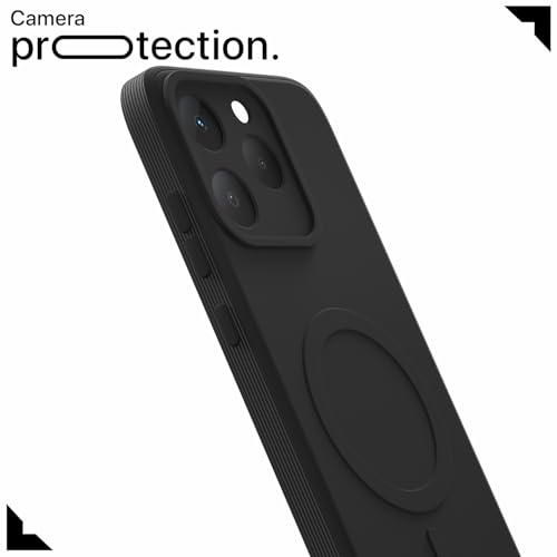 Image of Outlouders Back Cover for Realme 15T 5G / Realme Narzo 90 5G Soft Matte Silicone Cover with Slim Fit | Mag-Safe Logo (Not Mag-Safe Compatible) | Shockproof | Camera Protection Bumper Case (Black)