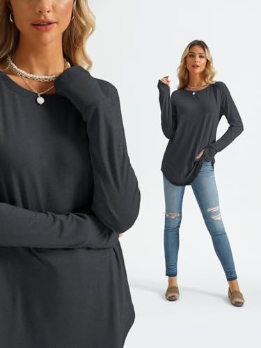 Image of AUTOMET Womens Long Sleeve Tunic Tops Crew Neck Casual Loose Fit Shirts