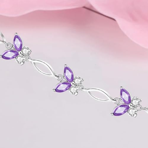 Image of Sterling Silver Butterfly Link Bracelet for Women,Adjustable Charming Dainty Jewelry,Ideal Gift for Mom,Wife and Her