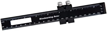 Precision Pocket Woodworking Ruler 8 inch Marking Measuring Ruler Professional Woodworking Tools Ruler Metal Construction Ruler Inch and Metric Ruler Slide Ruler Learning Ruler with Slide Stops