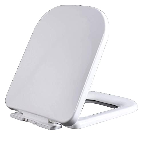 Asiento de inodoro cuadrado blanco de cierre suave con liberación rápida, diseño resistente para una fácil limpieza e instalación, accesorio de baño moderno