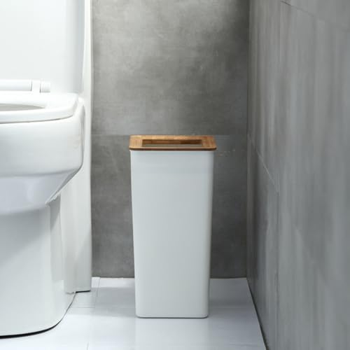 Image of ABOOFAN Kitchen Garbage Cans Japanese Fair Pitcher Storage Bucket Strawberry Decor Bathroom Bin Wood Garbage Container Bin Trash Can Home Decor Trash Basket Wooden Bamboo Cover Desk Office