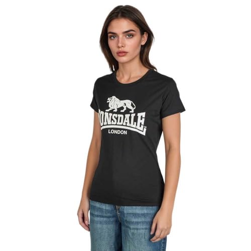 T-shirt femme Lonsdale London Combe pour un look casual noir au quotidien