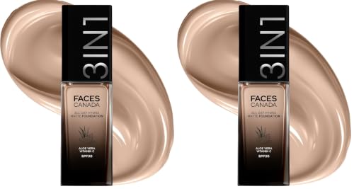 Image of FACES CANADA All Day Hydra Matte Foundation | 3-in-1 Foundation + Moisturizer + SPF 30 | 24 HR Aloe Hydration & Vitamin C | 10HR Long Wear | Medium to High Buildable Coverage | Rich Ivory 013 | 30ml