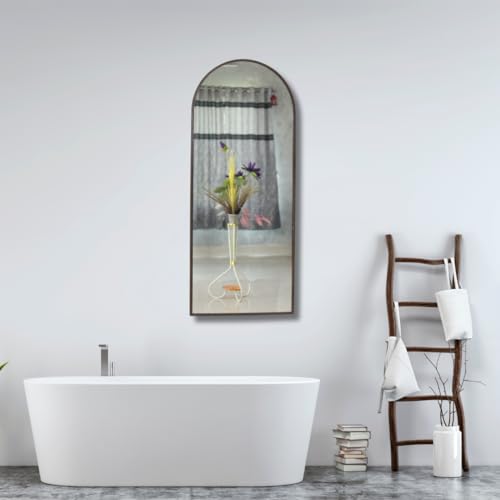 Image of Quality Glass Modern Elegance Semi Circle Wall-Mounted Mirror Metal Framed Wall Mirror Bathroom Mirror Living Room Mirror Home Decor Mirror 24 x 60 Inches Color Antique Gold MF 89