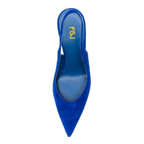 FSJ Women Closed Pointed Toe High Wedge Heel Slingback Pumps Stretch Strap Slip-On Fashion Office Wedding Party Dress Shoes Size 4-16 US4