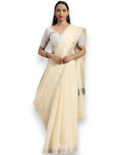 Sari Kerala Kasavu 100% coton vêtement indien traditionnel avec tissu chemisier