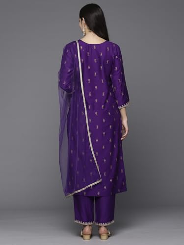 Image of INDO ERA Women's Polyester Embroidered Straight Kurta Pant With Dupatta Set
