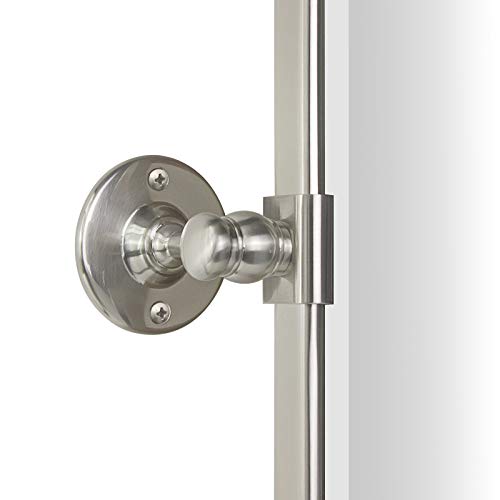 Image of TEHOME 20 x 24 inch Farmhouse Nickel Metal Framed Pivot Rectangle Bathroom Mirror Rounded Rectangluar Tilting Beveled Vanity Mirrors for Wall