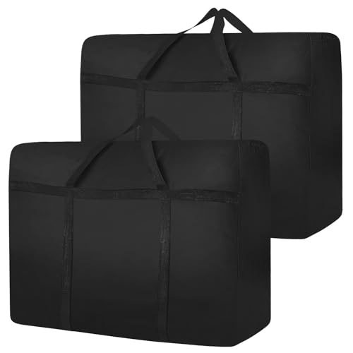 2 bolsas de viaje grandes para mudanzas, 180 l (100 cm x 58 cm x 28 cm), 600d Oxford Jumbo bolsa con cremallera, bolsa de almacenamiento para edredones, ropa de cama