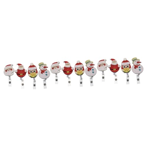 Porte-badges rétractables NUOBESTY de Noël | 12 pièces de porte-insignes en forme de bonhomme de neige
