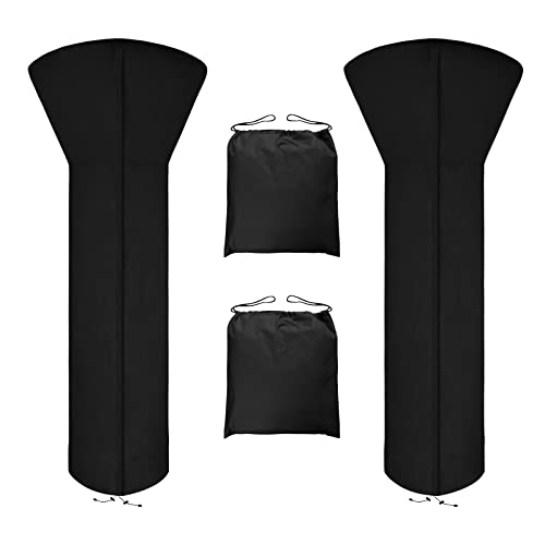 Easy-Going Pyramid Torch Patio Heater Cover with Zipper and Storage Bag, Waterproof Outdoor Heater Cover Dustproof, UV-Resisant, Wind-Resistant (90"H x 23"L x 23"W, Black) 90"H x 23"L x 23"W