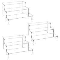 Acrylic Display Stand Risers, 3 Tier Perfume Stand Organizer, Clear Cupcake Stand Holder, Large Shelf Risers for Figures, Display Shelf for Collectibles, Dessert Shelves for Decoration and Organizer, Tabletop Use