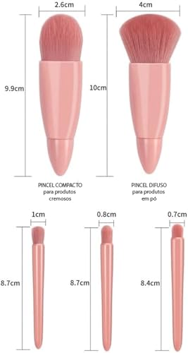 Maquiagem Conjunto de pincéis para viagem, kit de pincéis de maquiagem COSHINE com 5 peças de mini f