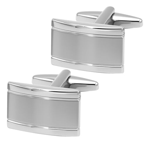 1 Pairs Boutons de Manchette pour Hommes, Boutons de Manchette Classiques Homme, Bouton en Acier Inoxydable, Texture Mate Argentée Solide pour Mariage Business