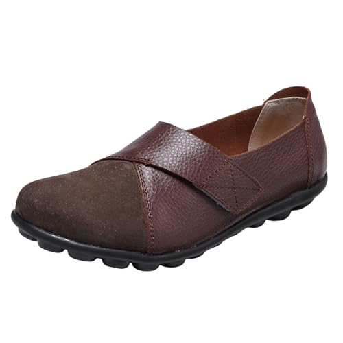 VBEDKDEB Slip On Sneakers - Zapatillas de deporte para mujer, mocasines informales para mujer, zapatos de conducción cómodos para caminar al aire libre, zapatos transpirables, café, 37.5 EU