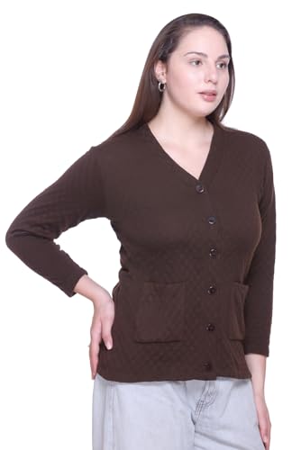 Image of Women Sweater for Winters Woolen Acrylic Full Sleeve V-Neck Cable Design Cardigan Sweater for Women Winter Woollen Stylish