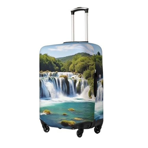Travel Luggage Cover for Suitcase Tsa Approved, Washable Elastic Suitcase Protector, Waterfalls on Krka River Suitcase Cover Anti-scratch Baggage Cover Fits 22-24 Inch Luggage Sleeve X-Large2
