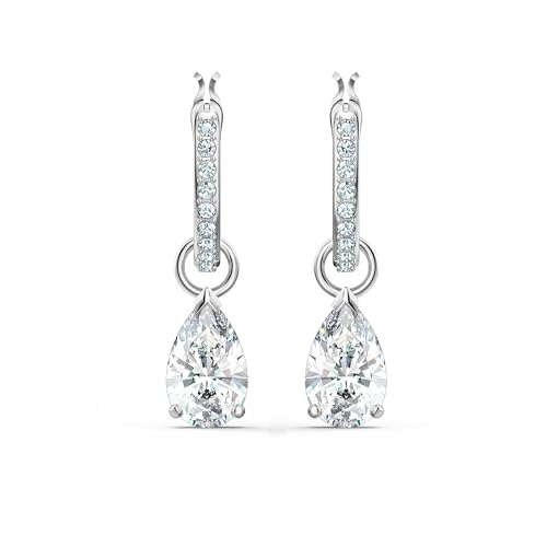 Swarovski Pendientes Attract, Talla pera, Blancos, Baño de rodio