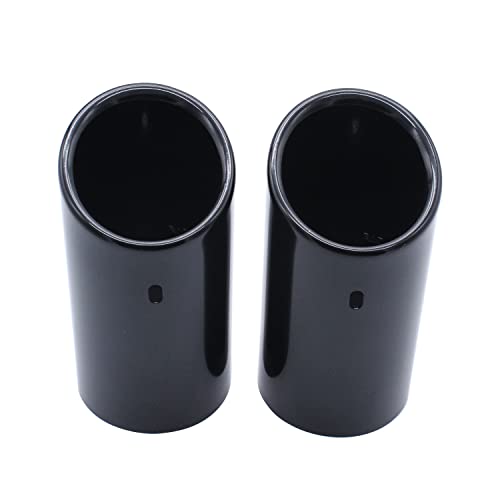 2 PCS/Set SHLPDFM Black colour Stainless Steel Exhaust Tail Muffler Tip Pipe Black 75mm Compatible with Audi A4 B8 Q5
