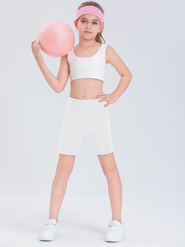 Haloumoning Short infantil de vôlei de elastano para meninas, atlético, motociclista, dança, ginásti