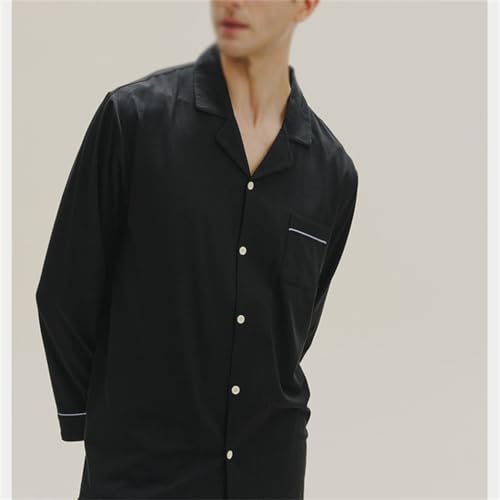 Men's Pajamas Spring and Fall Models of Long-sleeved Thin Cardigan Loungewear Suit Can be Worn External2