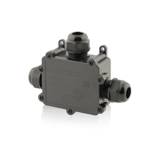 Verteilerdose Wasserdicht | IP68 | 24A 450V AC | 3 Öffnungen | Kabelquerschnitte: M25 4-14mm | 5-polig Dosenmuffe Kabelverbinder Erdkabel, Installationsgehäuse Wege Verbindungsbox Verbindungsmuffe Cover