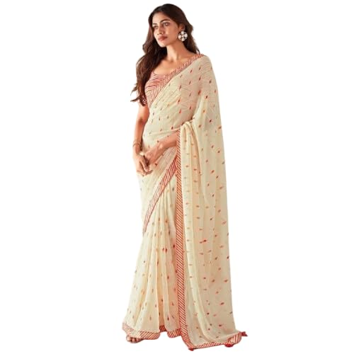 Georgette saree with Embroidered Border