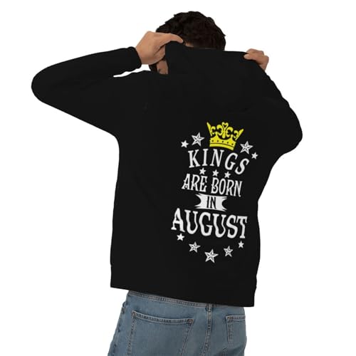 Kings Are Born In August Hoodies With Pockets Hooded Sweatshirts Casual Drawstring Hoody Pullover For Mens4