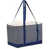 [INOKURIE] カゴバッグ エコバッグ レジ用 かごバッグ 保冷 保温 大容量 30l 巾着 自立 おしゃれ 折りたたみ トートバック (ネイビー・グレー)