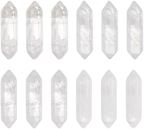 OLYCRAFT 25~26pcs Quartz Crystal Bead Yoga Amulet Chakra Set Tumbled Stones Polished Tumbled Stones Bulk Quartz Crystal Sticks Spikes Irregular Rough Crystal Point Strands for Jewelry Making