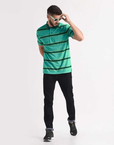 Image of INKKR Striped Men Polo Neck Half Sleeve T-Shirt