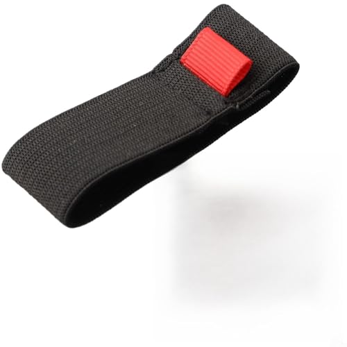 Elastic Fishing Spool Belt Reel, Stretchable Fishing Belt Wheel with Handle, Adjustable Fishing Reel Protection Band, Black + Red, 4-Pack(L)