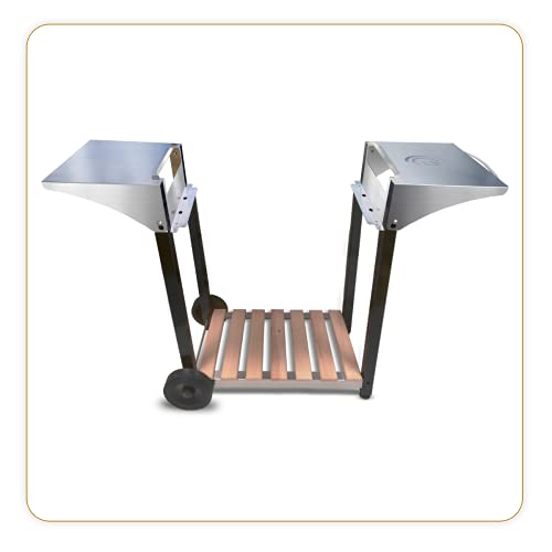 LITTLE BALANCE 8477 Chariot pour Plancha Aquitaine Pro, Chariot à roulettes, Dessertes latérales et rabattables, Inox et Bois