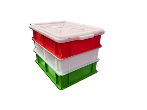 Per alimenti Set Italia kit trio tris tripala portaimpasto pizza pane pasta Cassetta componibile sovrapponibile cassette frigo impasto lievitazione con coperchio bacinella contenitore 30x40 h10 cm per alimenti
