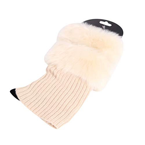 Sprifloral Boot Cuffs For Women Fashion Faux Fur Knit Boots Cuffs Leg Warmers Socks Baige, 1 Pairs #TOP3