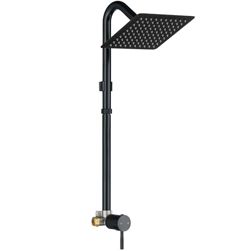 LIWEIKE All Metal Outdoor Shower, Matte Black, 8" Rainfall Shower Head by LIWEIKE - Used condition - US$51.06