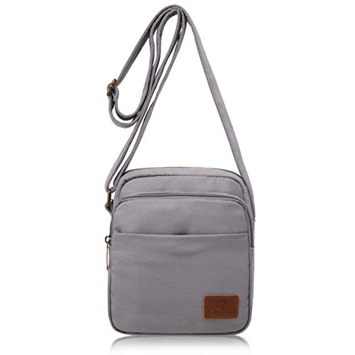Small mini Hippie Crossbody Bag Top Zip Cotton Sling Bag Jacquard cloth Handmade Bags (Grey)