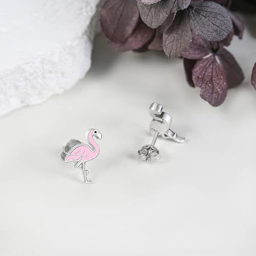 Image of Animal Stud Earrings 925 Sterling Silver Elephant /Unicorn /Chicken /Flamingo /Highland Cow /Hummingbird Earrings Animal Jewelry Gifts for Women