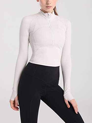 Image of Vsaiddt Women's Athletic Half Zip Pullover Sweatshirt Workout Top Crop Quarter Zip Pullover Yoga Running Jackets