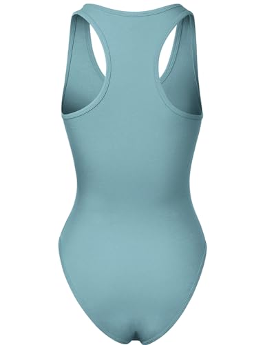 Women's Tank Top Bodysuits Sleeveless Scoopneck Racerback Cotton Jumpsuits3