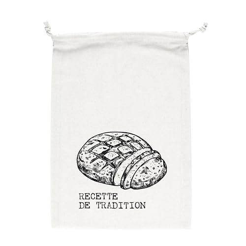 COOK CONCEPT - TX7229 Bolso de Tela para Pan para Conservación, Práctico y Elegante, Diseñado para Transportar tu Pan, Dimensiones 36x26cm, Color Beige-Negro