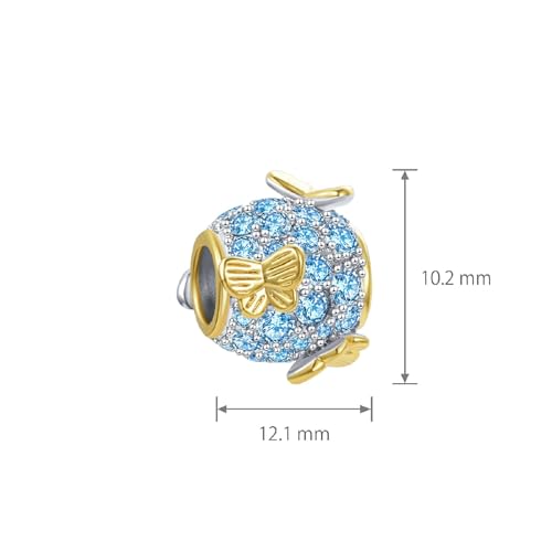 NARTGO Gold Tone Butterfly Sparkling Crystal Charm Compatible with Pandora Charms Bracelets3