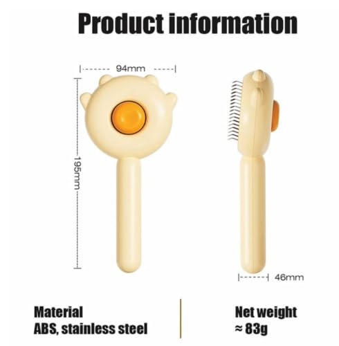 Miniatura 7 de Awishday - Cepillo limpiador de pelo de mascotas para gatos, cepillo Dolaxe para mascotas, cepillo limpiador de pelo de mascotas Awishday (amarillo)