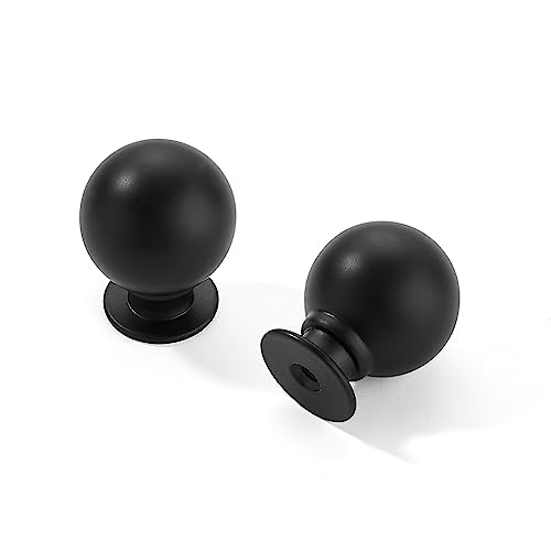 CABDM 10 Pack 1-1/4 Inch Solid Matte Black Cabinet Knobs Large Heavy Duty Drawer Knobs Kitchen Cabinet Hardware Vintage Ball Knobs Pulls for Drawers. — image 1