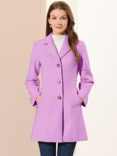 Image of Allegra K Womens Winter Elegant Pea Coat 2026 Single Breasted Long Overcoat | Notch Lapel Collar, Warm, Work Office Trench Coats,Outwear Outfit