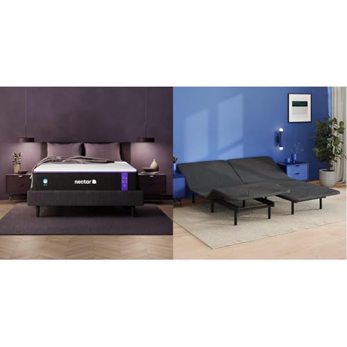 Nectar Split King Classic Adjustable Base & 13” Mattress - Head &...